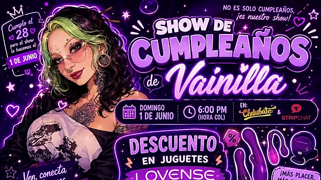 vainilla doll online show from June 18, 2026, 2:45 am