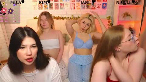 Snapshot of _ramune_ chatting on June 1, 2026, 8:10 pm Merlizz Eva Jane Mila Nicole left to right online show from June 1, 2026, 8:10 pm