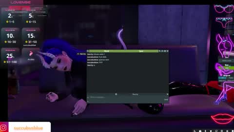 Snapshot of little_doll25 chatting on February 16, 2025, 1:25 am Succubus Blue online show from February 16, 2025, 1:25 am