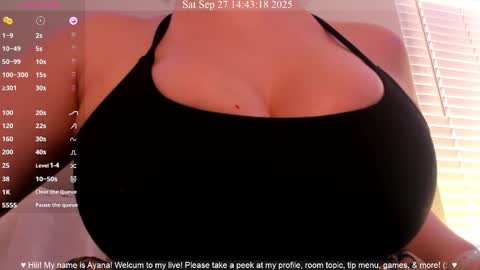 Snapshot of queenayana chatting on September 27, 2025, 9:42 pm Ayana Delatorre online show from September 27, 2025, 9:42 pm
