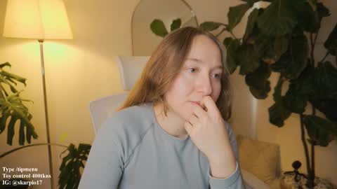 Snapshot of skarpio17 chatting on March 2, 2026, 9:10 pm Im Scarlett ONLINE 5pm-10pm NYC time online show from March 2, 2026, 9:10 pm