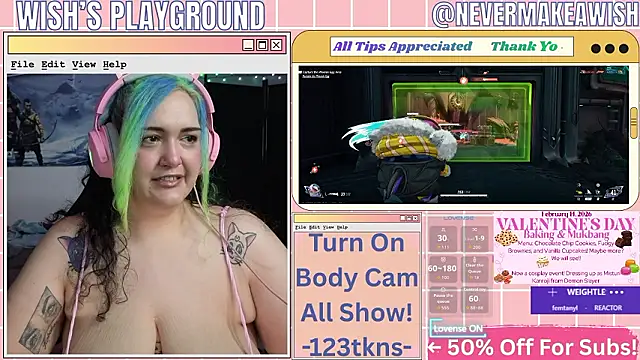 Snapshot of nevermakeawish chatting on February 13, 2026, 4:58 pm nevermakeawish online show from February 13, 2026, 4:58 pm