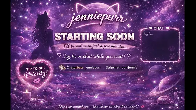 purrjennie online show from March 31, 2026, 8:59 am